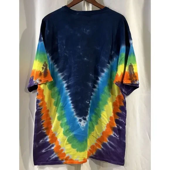 Vintage Liquid Blue Men/Women Multicolor Peace Sign Tie-Dye‎ Graphic Shirt XL